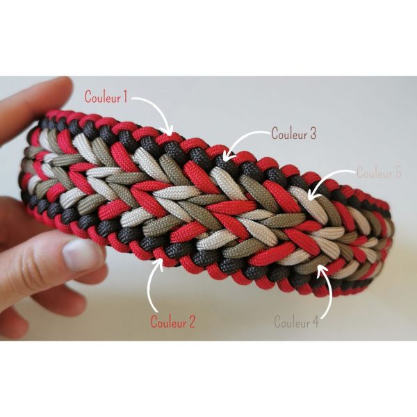 Collier Rumba en paracorde avec 4 couleurs personnalisables pour chiens et chats.