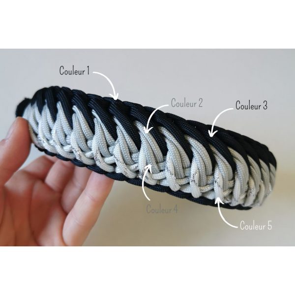 Collier Shadow en paracorde avec 5 couleurs personnalisables pour chiens et chats.
